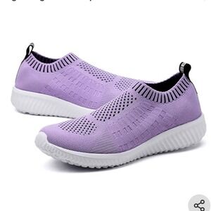 Tiosebon Womens Purple Mesh Slip On Walking Shoes Memory Foam Sneakers Size W43